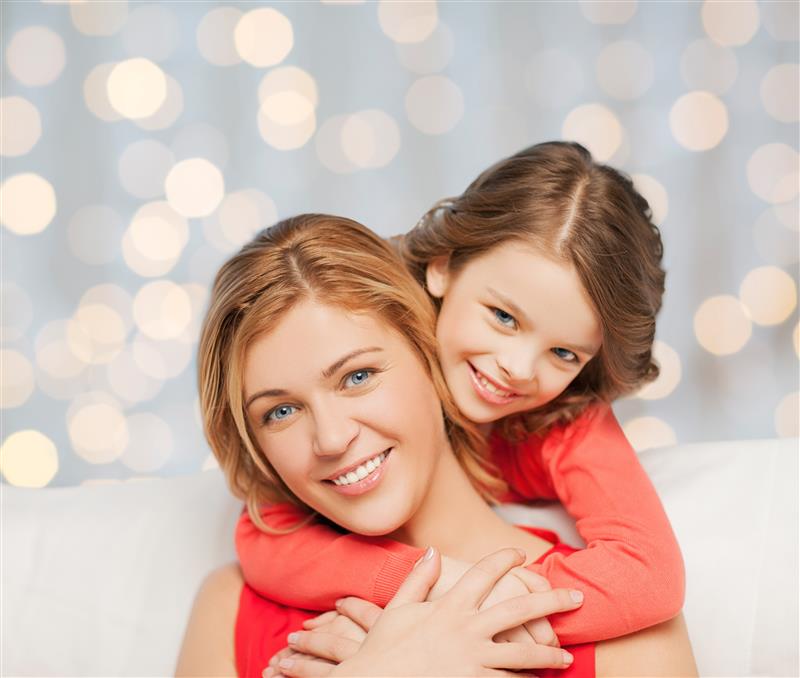 Mother & daughter, winter-themed.