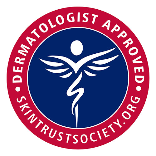 Dermatologist approved. Skintrust Society logo.