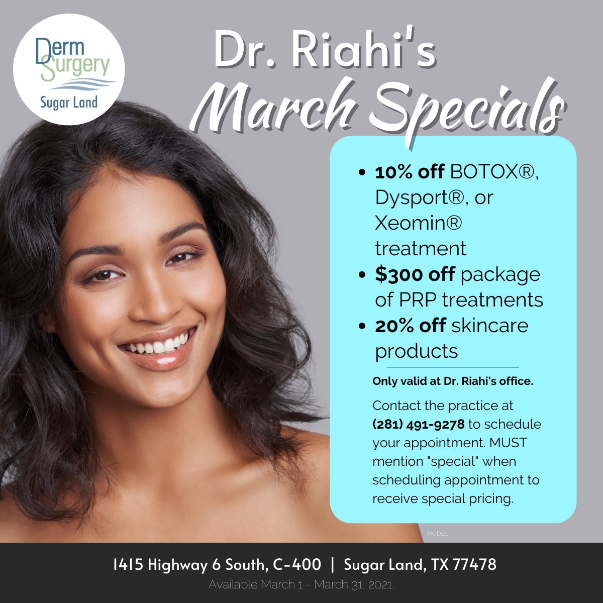 Dr. Riahi's March Specials