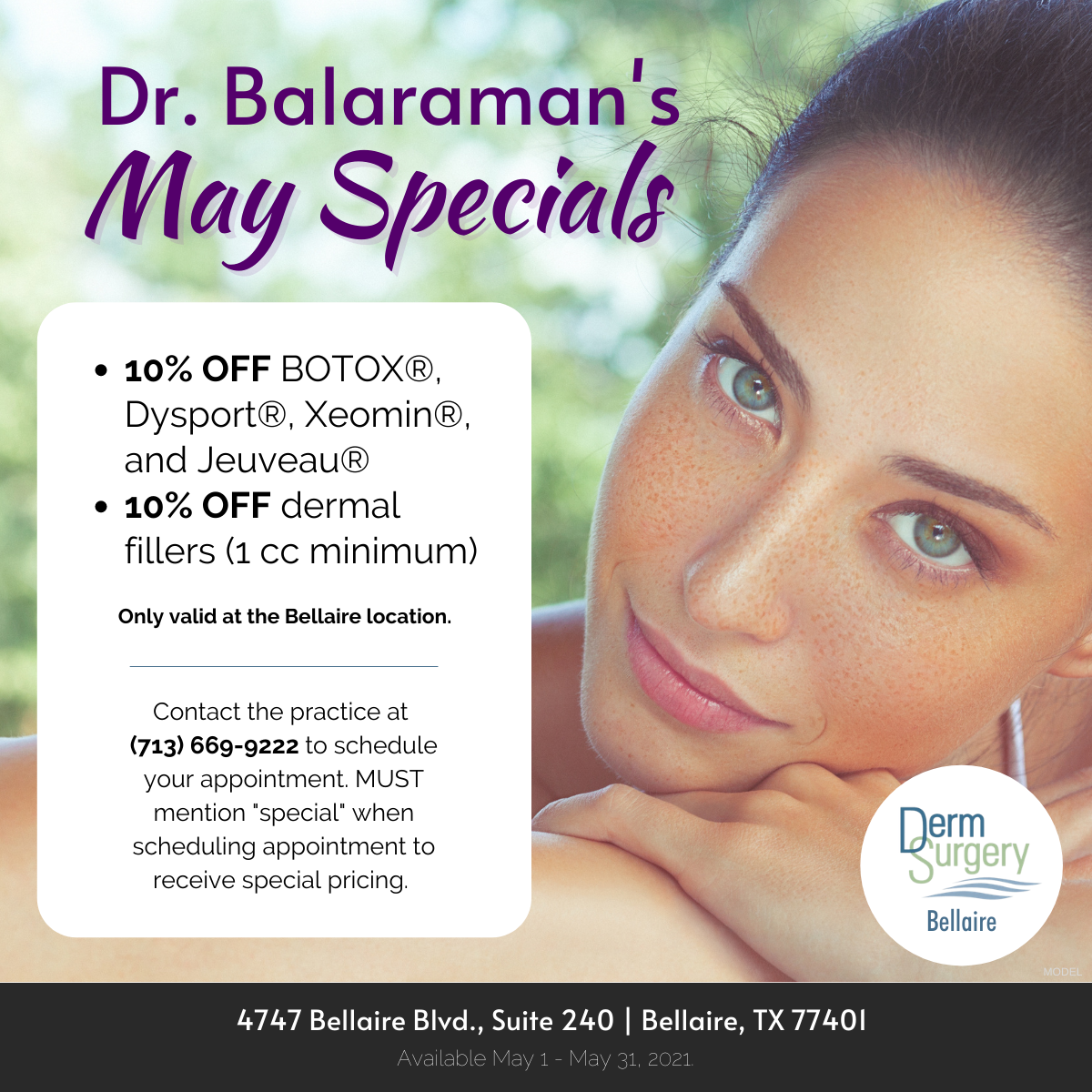 Dr. Balaraman's May Specials