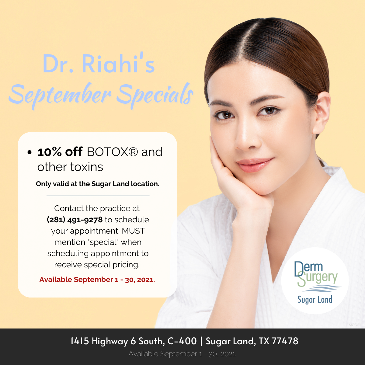 Dr. Riahi's September Specials