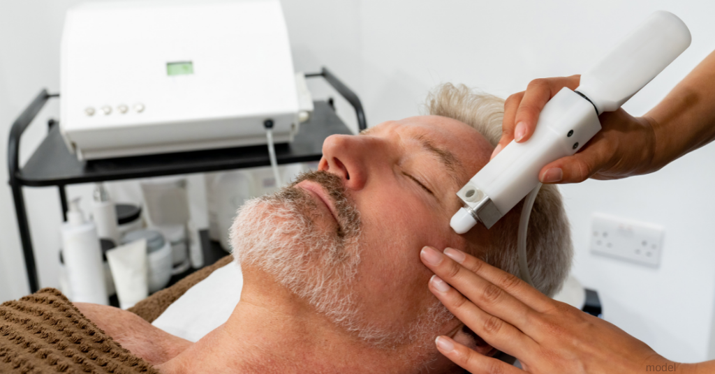 Man receiving laser treatment