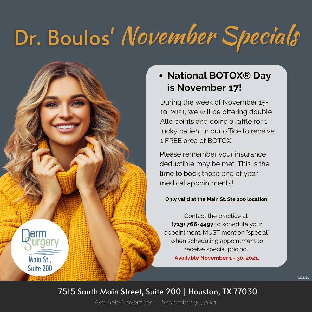 Dr. Boulos' November Specials