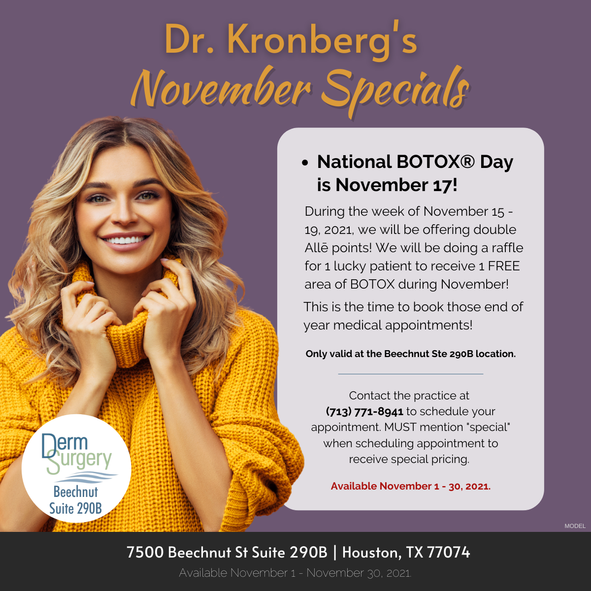 Dr. Kronberg's November Specials