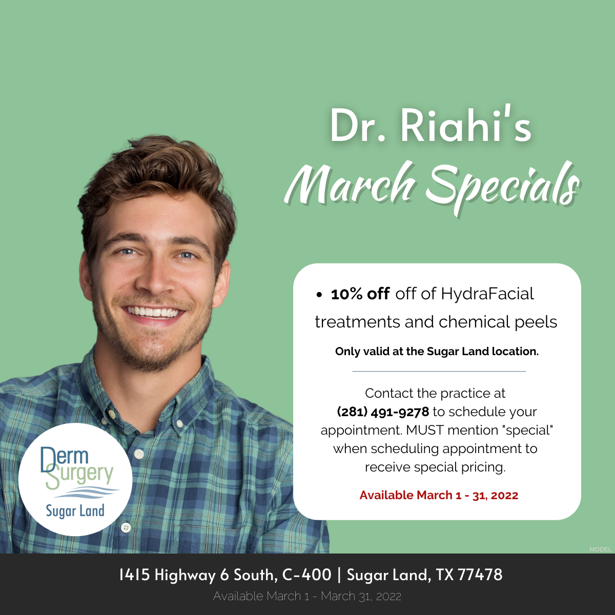 Dr. Riahi's March Specials
