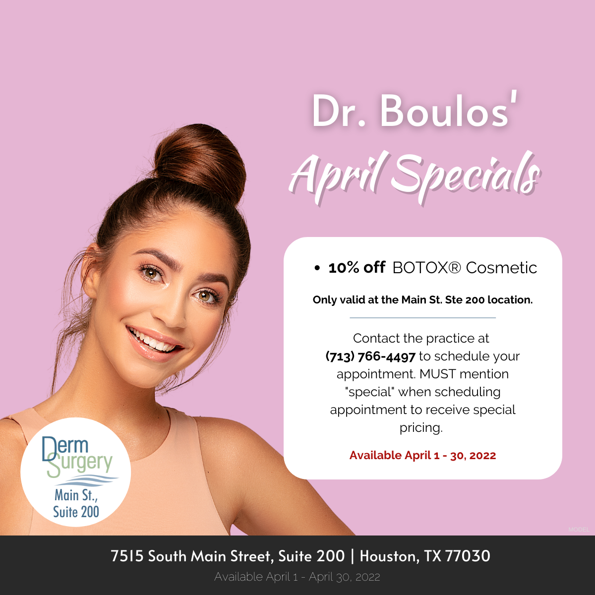 Dr. Boulos' April Specials