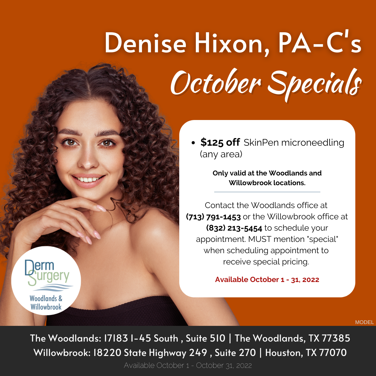 Denise Hixon, PA-C's October Specials 2022