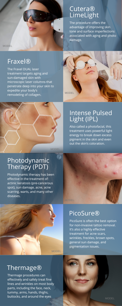 Infographic: Sun damage treatment options at DermSurgery Associates