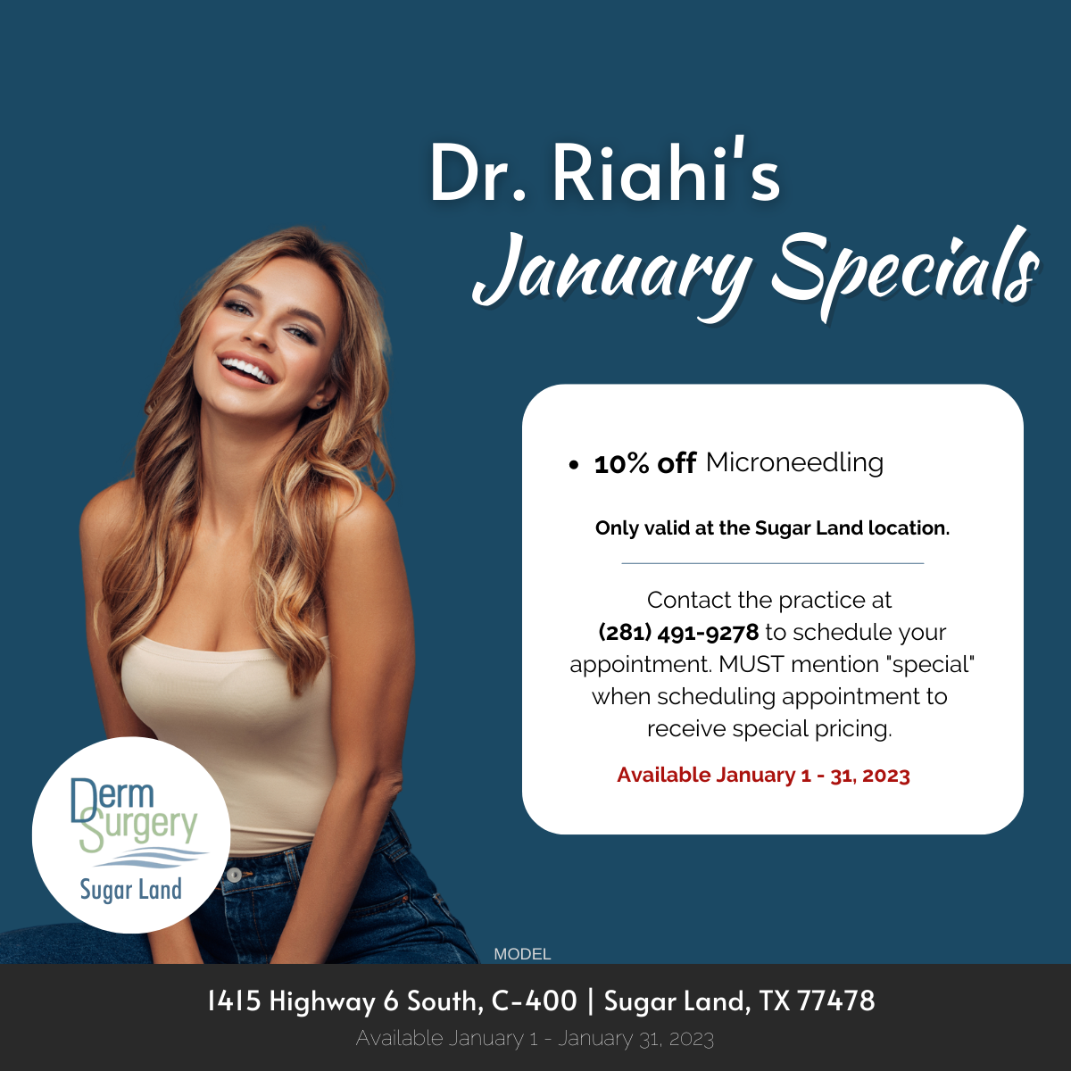 Dr. Riahi's January 2023 Specials