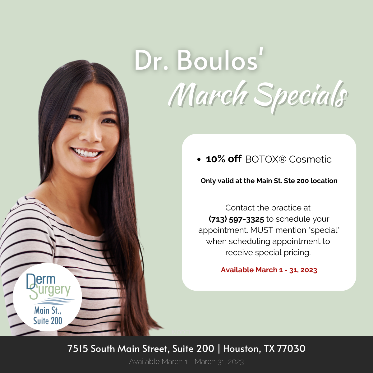 Dr. Boulos' March 2023 Specials