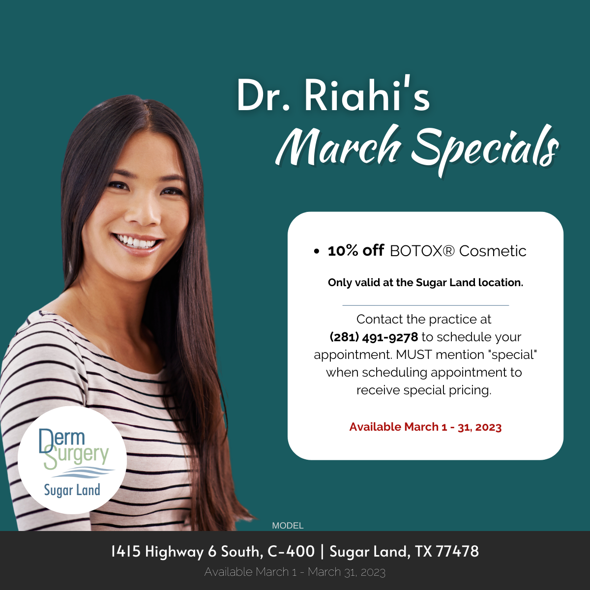 Dr. Riahi's March 2023 Specials