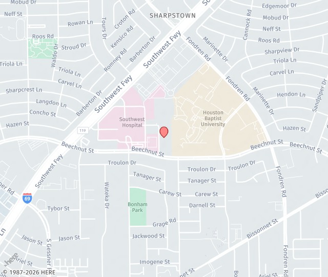 Location Map: 7500 Beechnut Street, #290 Houston, Texas 77074